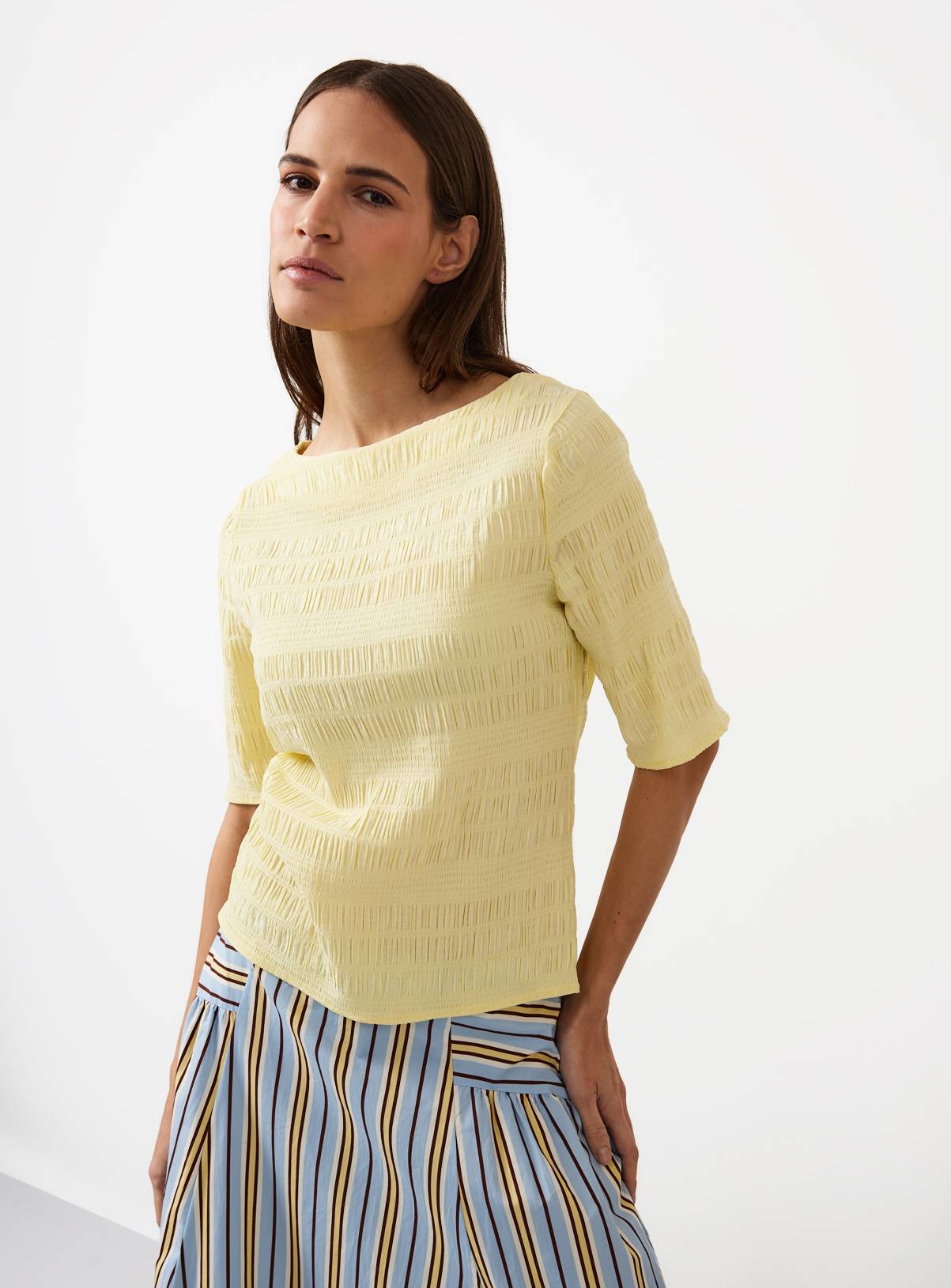 Yellow Textured Stripe Co-ord Top 6 - Image 1